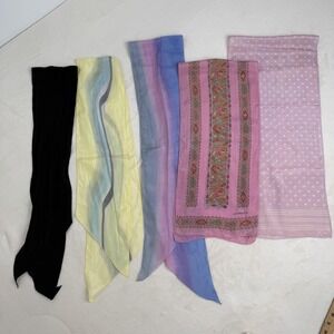 Vintage Silk Scarf Lot Liz Claiborne Echo Sheer Chiffon Pastel Prints (5) 80's